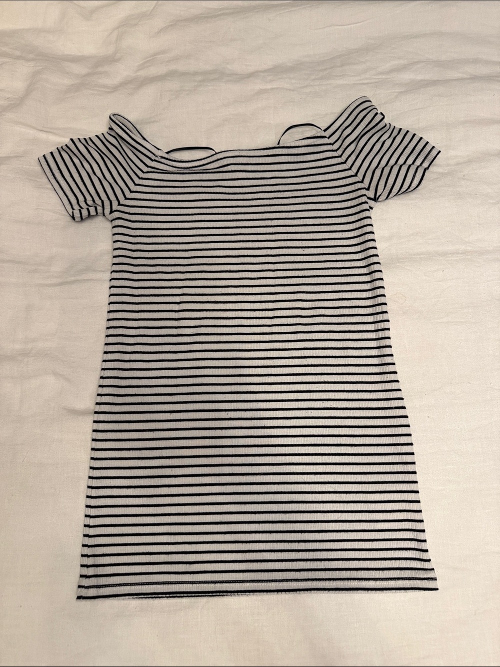 Anthropologie Striped Off-Shoulder Knit Top - Black and White